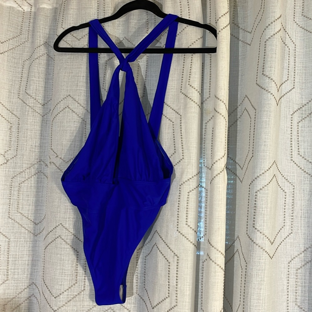 Women’s L Blue 1pc Bathing Suit NO BREAST PADS INCL,